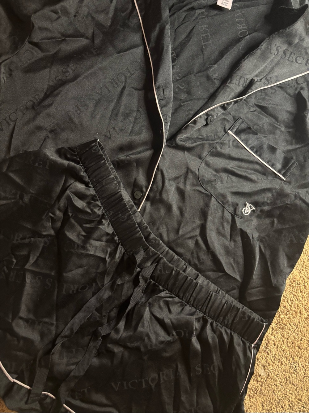 Victoria's Secret Black Satin Sleep Set
